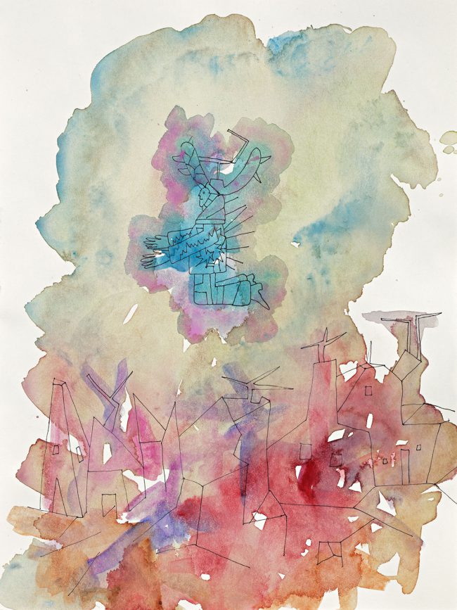 Moloch City Series – Beginning, 36 x 27 cm, Watercolor/Sketchbooks, 2018, Private Collection Moloch City Series – Beginning, 36 x 27 cm, Watercolor/Sketchbooks, 2018, Private Collection