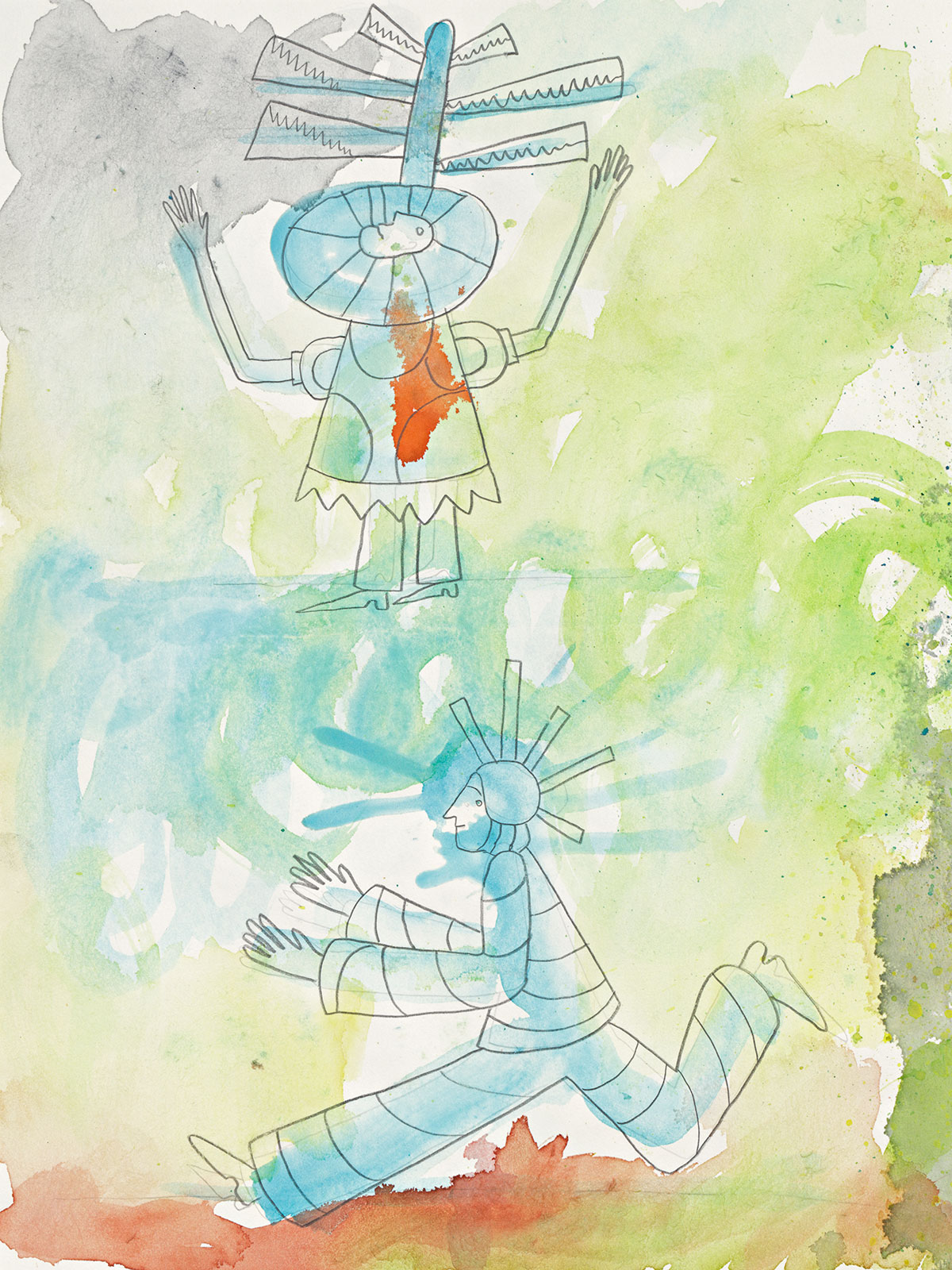 Moloch City Series - Schlaflos, 36 x 27 cm, Watercolor/Sketchbooks, 2018, Private Collection