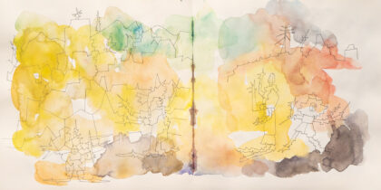 Traveling to the End, Watercolor Sketchbook, 2019, Seoul - Shanghai, Page 5-6