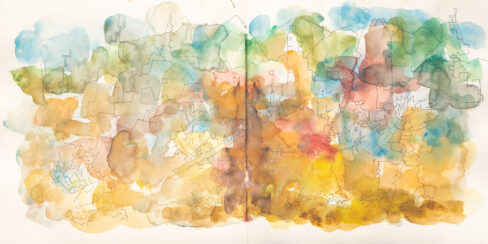 Traveling to the End, Watercolor Sketchbook, 2019, Seoul - Shanghai, Page 7-8