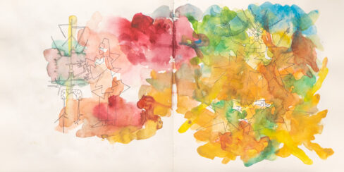 Traveling to the End, Watercolor Sketchbook, 2019, Seoul - Shanghai, Page 13-14