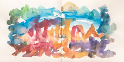 Traveling to the End, Watercolor Sketchbook, 2019, Seoul - Shanghai, Page 15-16