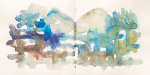 Traveling to the End, Watercolor Sketchbook, 2019, Seoul - Shanghai, Page 17-18