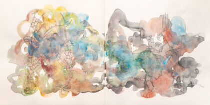 Traveling to the End, Watercolor Sketchbook, 2019, Seoul – Shanghai, Page 29-30