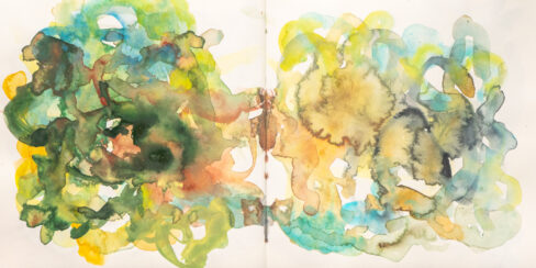 Traveling to the End, Watercolor Sketchbook, 2019, Seoul – Shanghai, Page 33-34