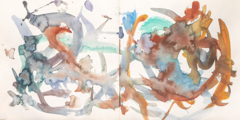 Traveling to the End, Watercolor Sketchbook, 2019, Seoul – Shanghai, Page 41-42