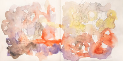 Traveling to the End, Watercolor Sketchbook, 2019, Seoul – Shanghai, Page 51-52