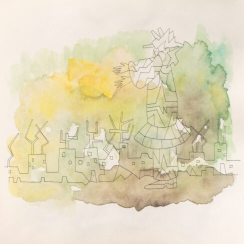 Traveling to the End, Watercolor Sketchbook, 2019, Seoul – Shanghai, Page 55