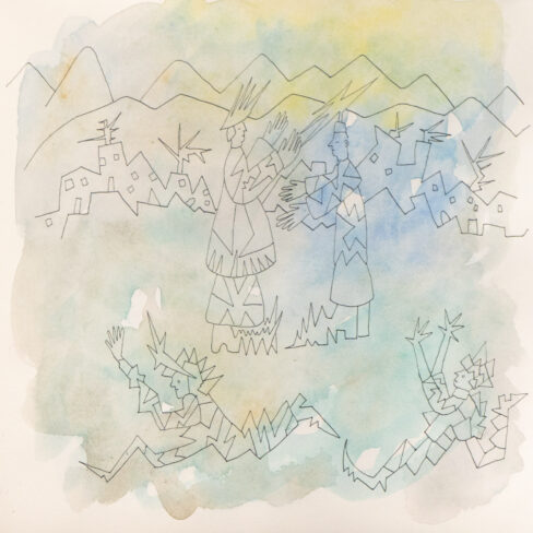 Traveling to the End, Watercolor Sketchbook, 2019, Seoul – Shanghai, Page 57