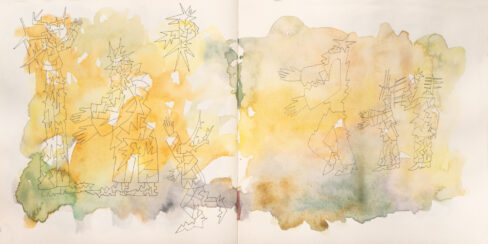 Traveling to the End, Watercolor Sketchbook, 2019, Seoul – Shanghai, Page 63-64