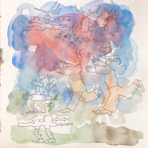 Traveling to the End, Watercolor Sketchbook, 2019, Seoul – Shanghai, Page 71