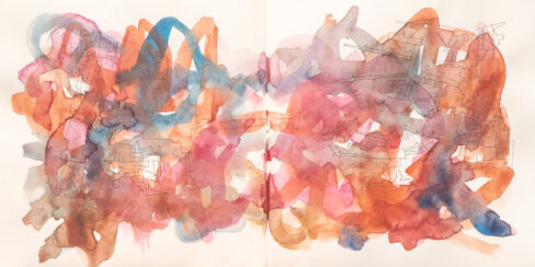 Traveling to the End, Watercolor Sketchbook, 2019, Seoul – Shanghai, Page 125-126