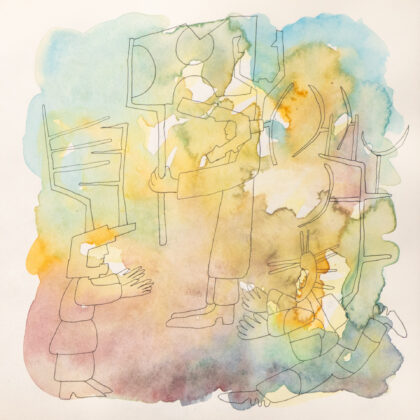 Traveling to the End, Watercolor Sketchbook, 2019, Seoul – Shanghai, Page 129